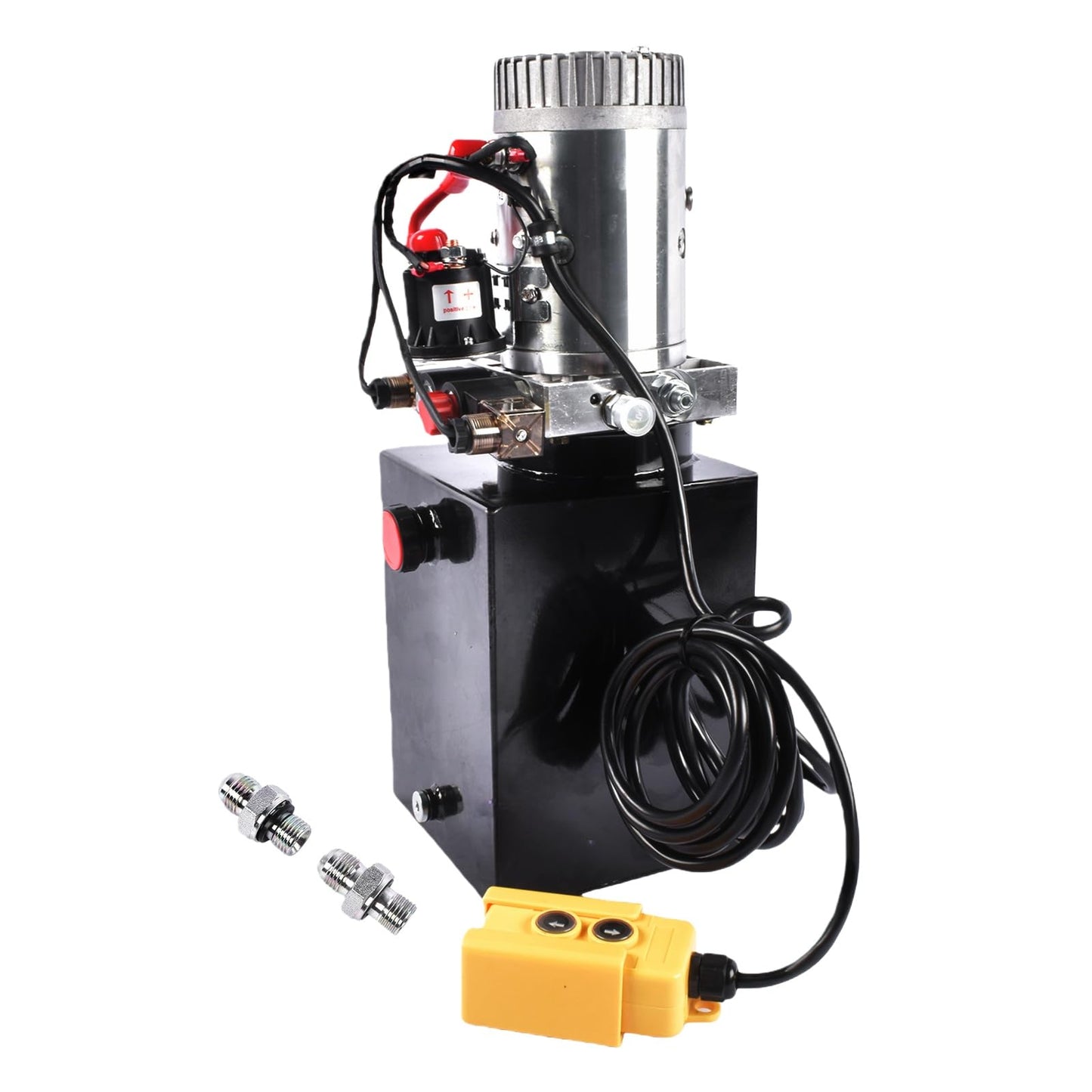 12V Hydraulic Pump, 20 Quart Single Acting, 3200 PSI Dump Trailer Power Unit - SAE #6 Ports, Heavy Duty DC Motor - for Trailers & Industrial Use Mixizap