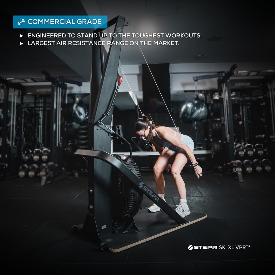 STEPR SKI XL VPR, Indoor Ski Machine, Ski Erg with Scalable Resistance with Patented VPR Air Resistance Technology