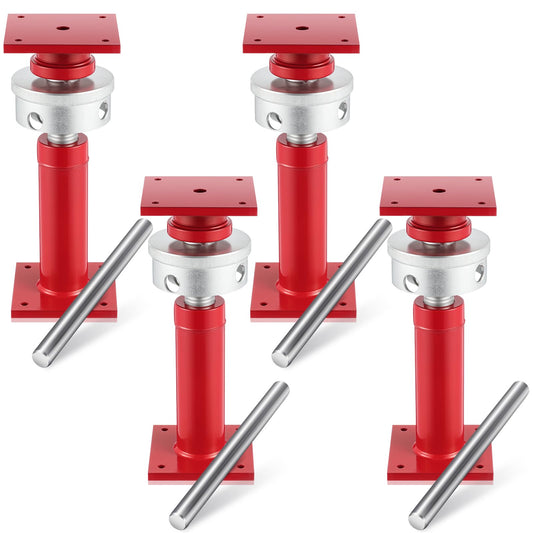 Lanties Adjustable Screw Jack Post for House Leveling, Manufacturing House Jacks with Wrench Screw Steel Shores, Range of Adjustment(9.5''-15'',Red,4 Pcs)
