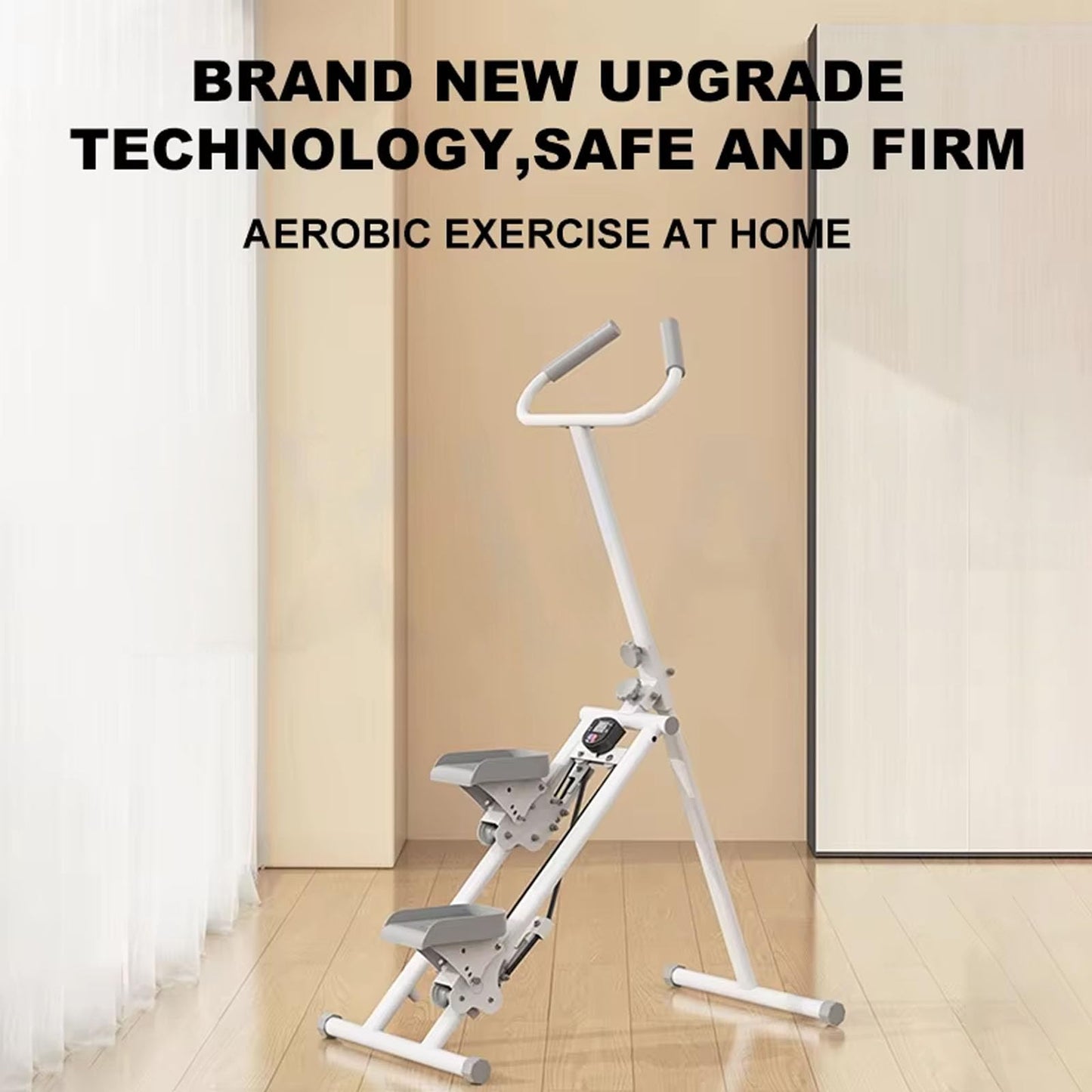 Vertical Climber, Stepper, Foldable Stair Stepper Fitness Equipment with LCD Display, Home Training, Vertical Climber Exercise Machine, Adjustable Handlebars, Easy to Assemble