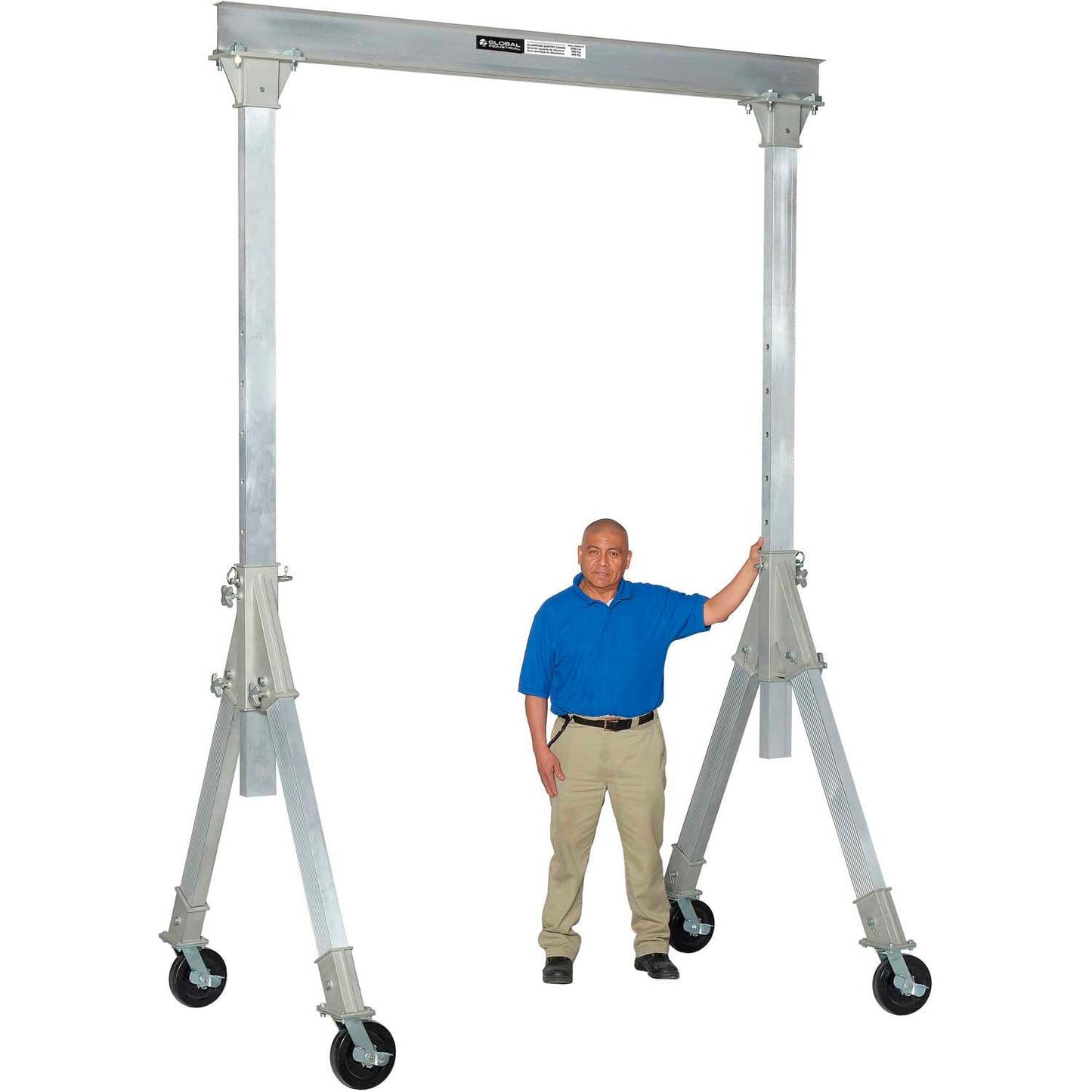 Global Industrial Aluminum Gantry Crane, KD, 2000 lb Load Cap, Adjustable Height, 8'W I-Beam
