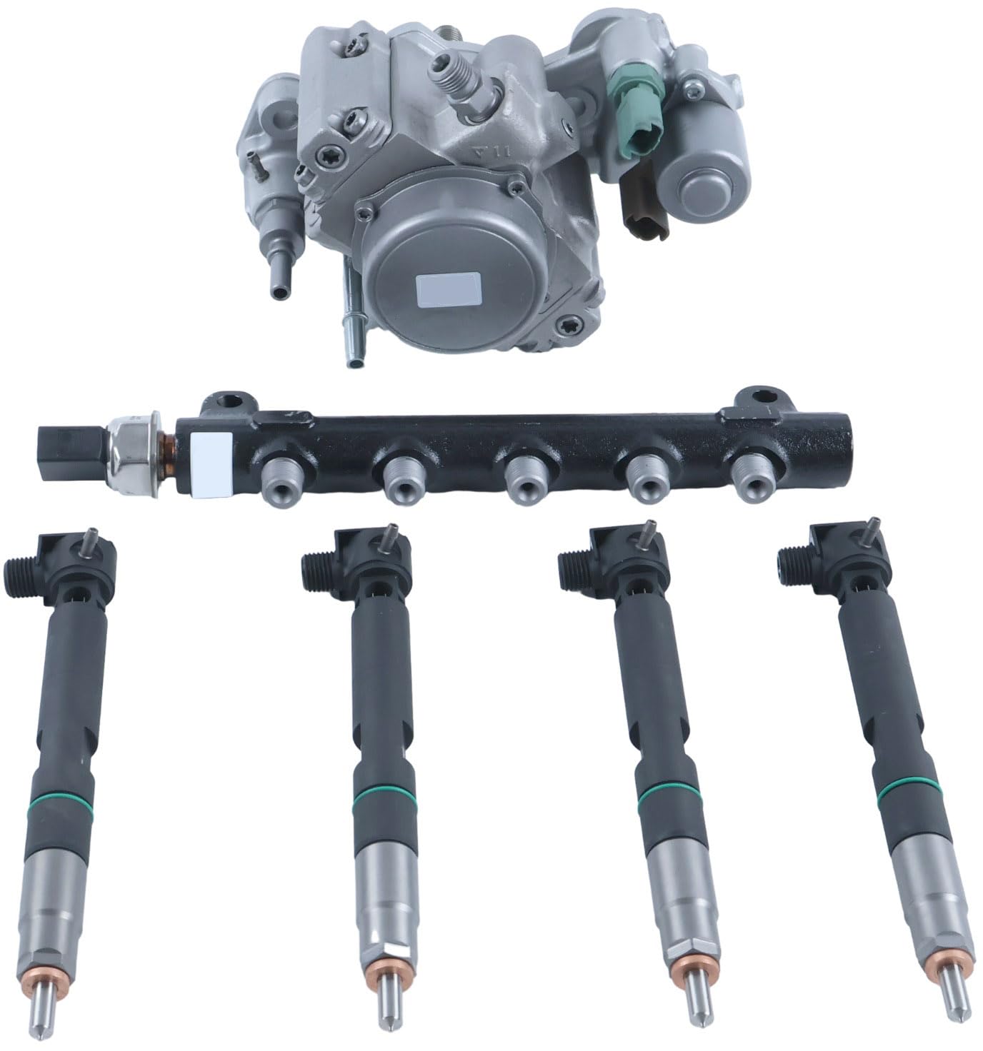 Solarhome D24 Fuel Kit,Fuel pump, Injectors & Common Rail 7516848 7516849 7516847 400903-00074D Compatible With Bobcat Doosan S540 S510 S530 S550 T450 T550 T590 E32 E35 E42 E45