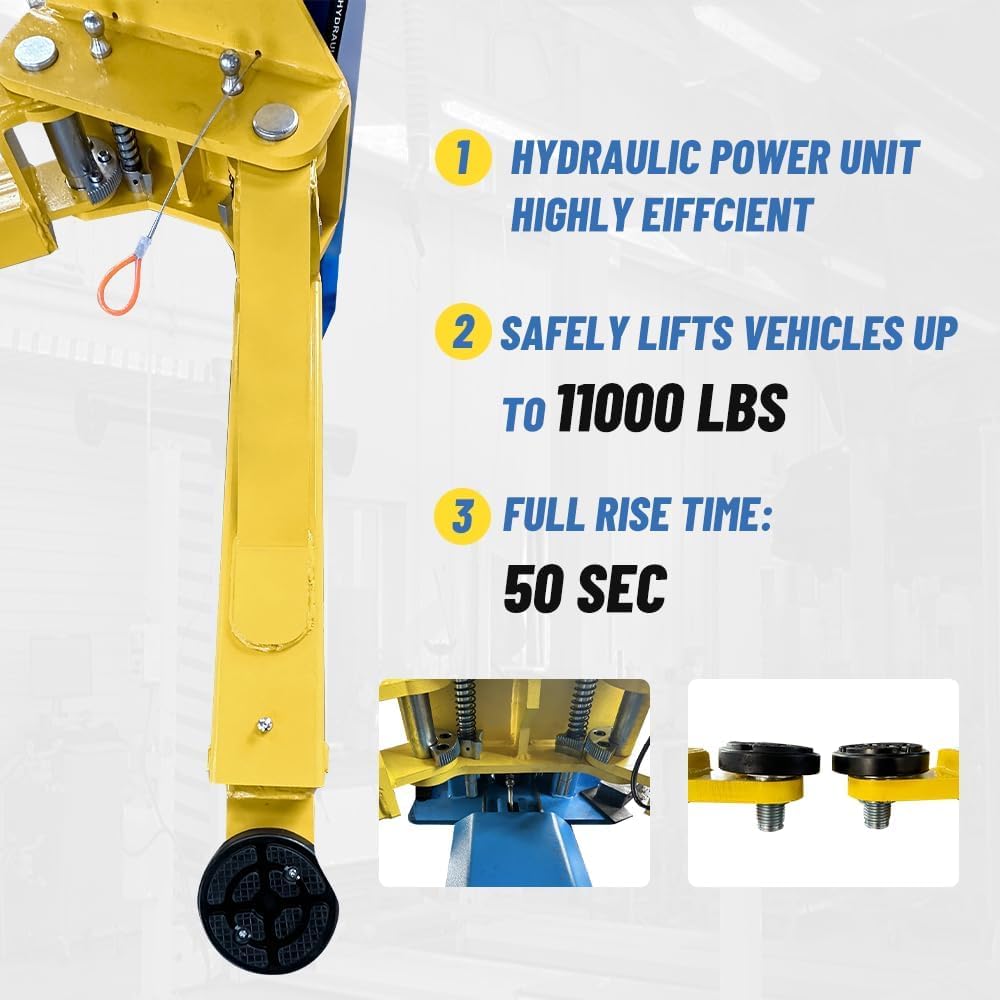 ME-H110YS 2 Post Car Lift 11000LBS 5 Ton Auto Truck Hoist, 220V Hydraulic Vehicle Lift for Garage Workshop, 70" Rise Automotive Lift