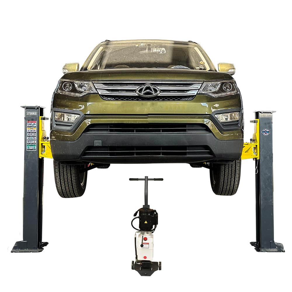 2 Post Car Lift 7000lbs, 8000lbs Tested Heavy Duty Hydraulic Auto Vehicle Truck Lift with 2+3 Adjustable Arm Design, Safety Lock and Rubber Door Protectors, for Garage and Workshop, 110V