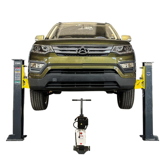 2 Post Car Lift 7000lbs, 8000lbs Tested Heavy Duty Hydraulic Auto Vehicle Truck Lift with 2+3 Adjustable Arm Design, Safety Lock and Rubber Door Protectors, for Garage and Workshop, 110V