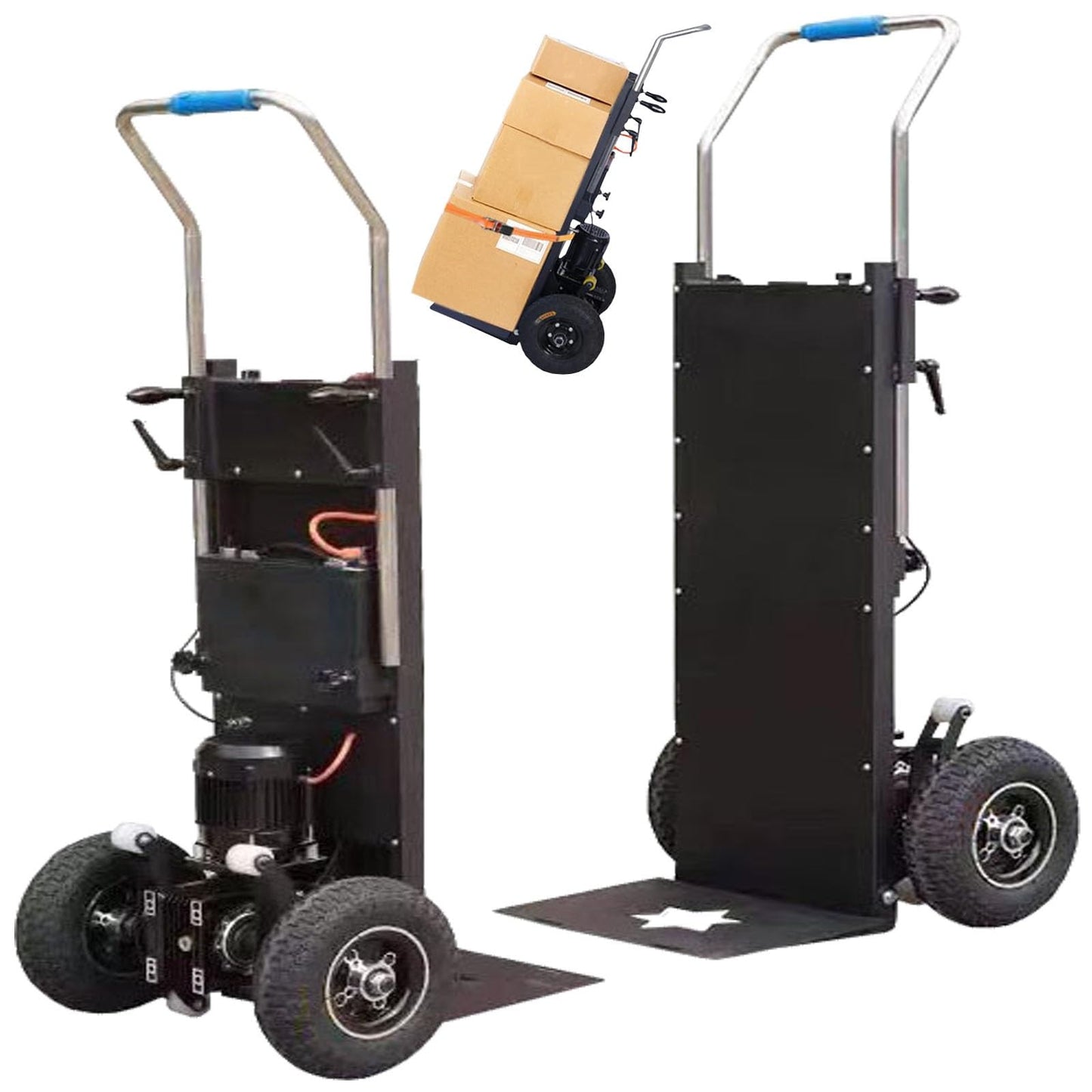 WMWZPYH Heavy Duty Stair Climber Cart for Carry Heavy Objects, 1200W Brushless Motor Powered Stair Climbing Hand Trucks, 881LB Capacity Electric Stair Climbing Dolly with Extensible Handle(Black)