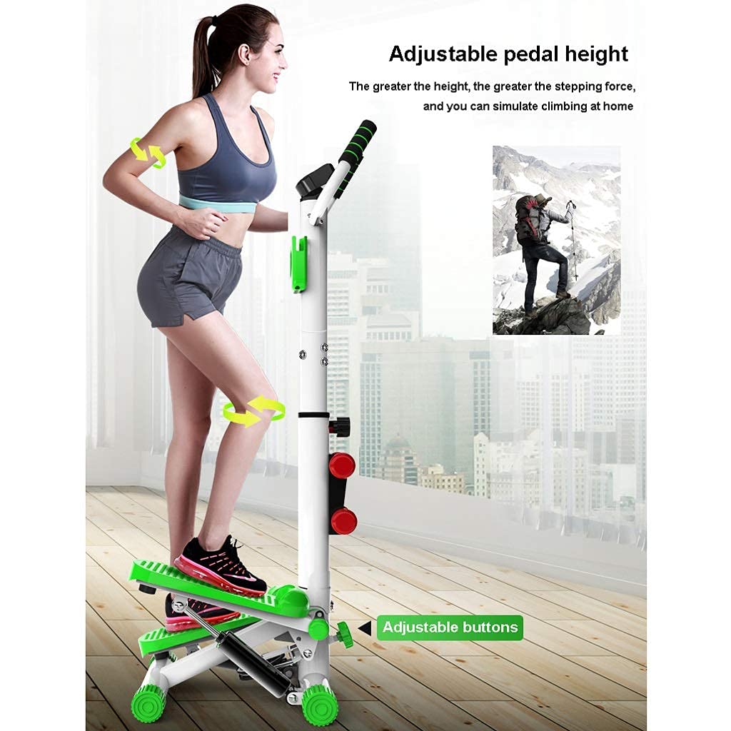 Mini-Stepper Swing Stepper Adjustable Step Machine with Hand Grip Foldable Workout Stair Stepper Home Silent Climbing Ma