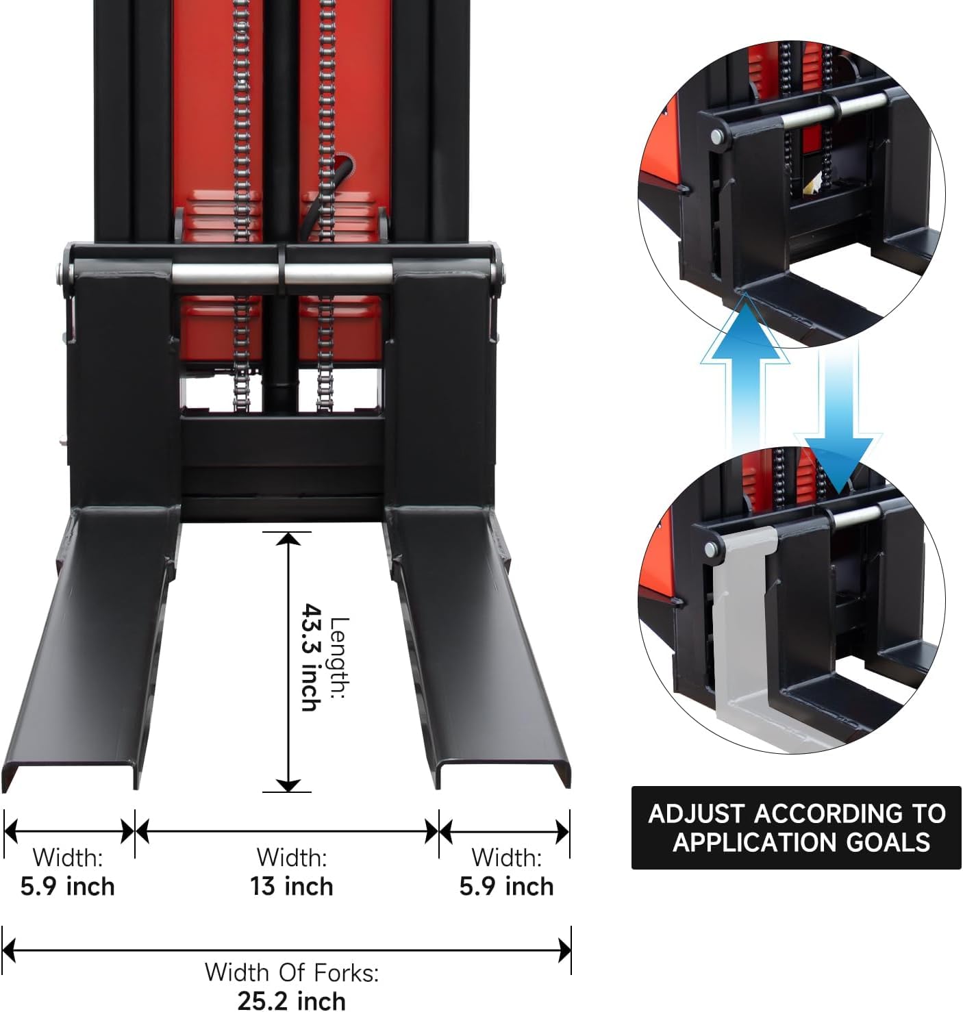 HPDMC 3300lbs Semi-Electric Pallet Stacker, 98" Lifting Height Wakie Stacker, Fixed Legs Material Lift with Adjustable Forks