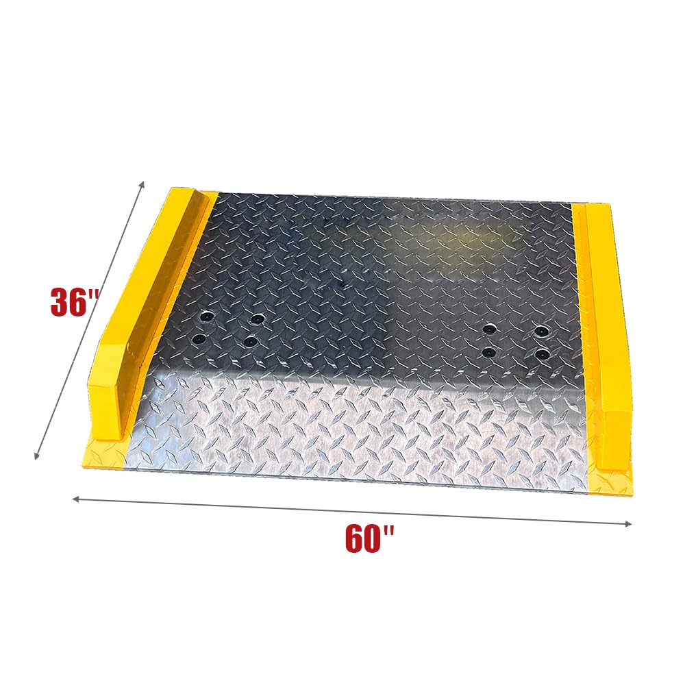 DMC-FPPS 36'' x 60'' Aluminum Dock Board with Steel Curb 10,000lbs Heavy Duty Pallet Jack Loading Dock Plate Ramps