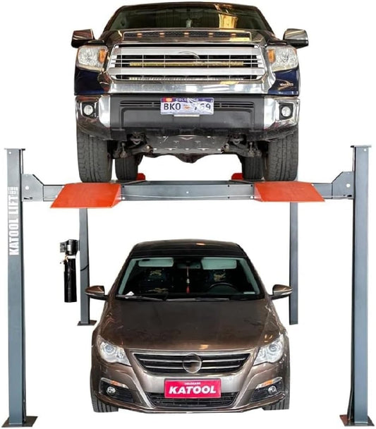 KT-4H110 11,000 Lbs 3.0HP 110V 4 Post Car Lift Heavy Duty Four Post Parking Storage Service Car Lift，84.5” Max Height Extra Tall Extra Wide Hydraulic System