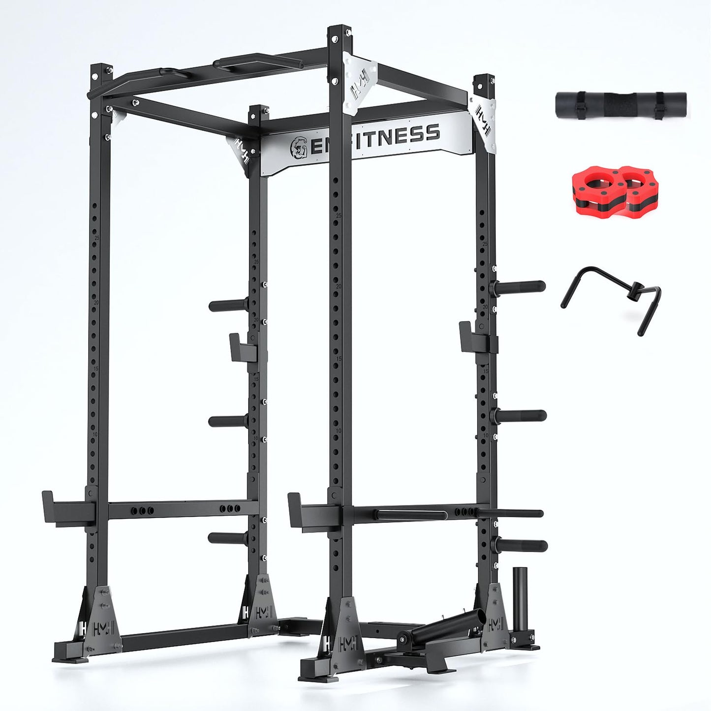 JZOPIDL X8 Power Cage with Optional LAT Pull Down/Cable Crossover/Smith Machine System, 3000LB Squat Rack for Home & Garage Gym, with Weight Storage Rack and More Training Attachments