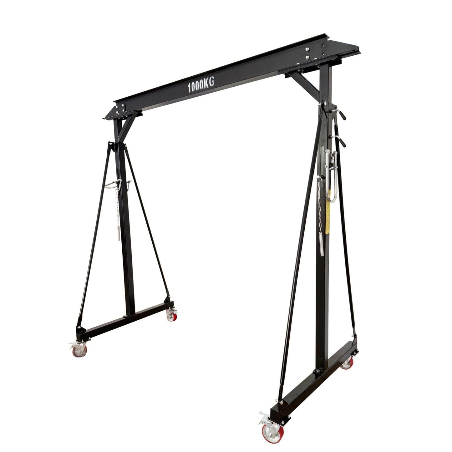 Yokoma 1 Ton Portable Gantry Crane,2204LBS Steel Manual Hoist with Adjustable Height (94.5-141.7in),Mobile Lifting Frame with Wheels for Factories,Warehouses,Maintenance Workshops