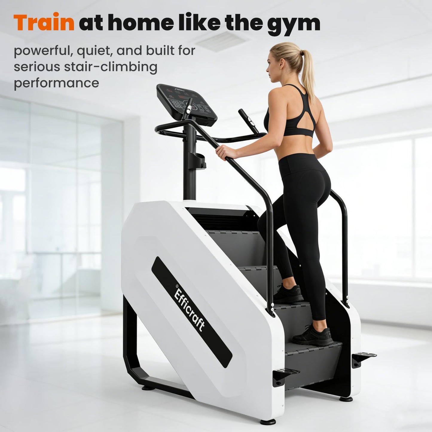 EFFICRAFT Stair Stepper Machine for Home Gym, Commercial Grade Stair Climber Stair Master with LED Screen, 15 Speed Levels, 15–164 Steps/Min, Heavy-Duty Steel Frame for Cardio Training