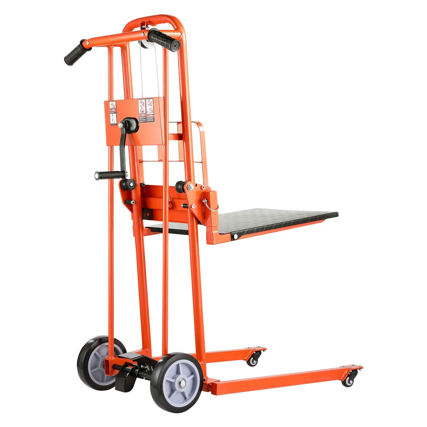VEVOR Material Lift Winch Stacker, 330 lbs Capacity Hand Winch Lift Truck, 42.9 inch Lifting Height, Multifunctional Manual Pallet Truck Dolly with Swivel Casters & Lift Plate