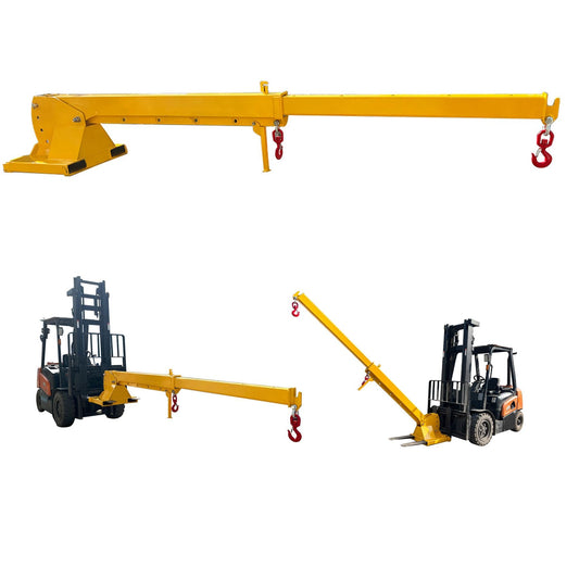 Yokoma 3000KG/6600LB Forklift Jib Boom Mobile Crane, Industrial Lifting Telescoping with 0-75° Adjustable Tilt Angle, 2 Lifting Hooks Hoist, Telescopic Booms Attachments for Towing Handling Equipment
