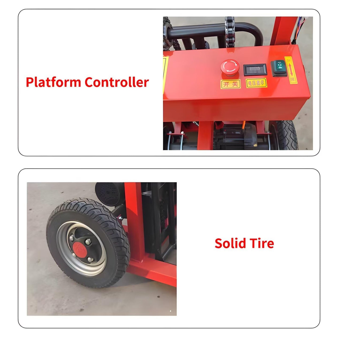 660LBS Load Capacity Fully Electric Material Lift, 4.9FT Height Lift Electric Hydraulic Pallet Stacker, Portable Electric Drive Fork Lift Truck Dolly