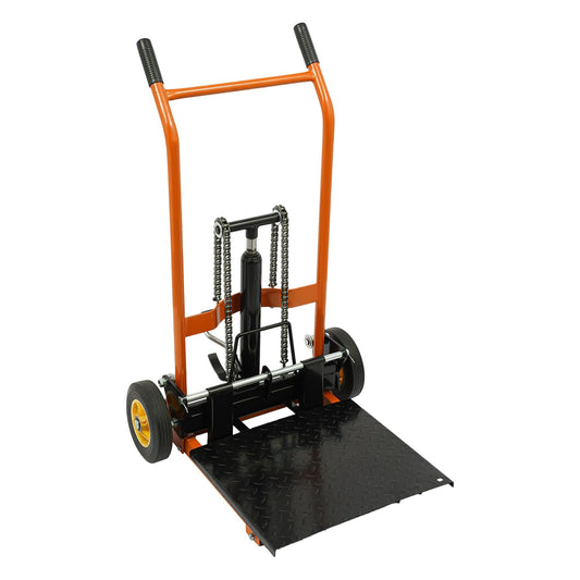 Hydraulic Material Lift, 441lbs Lift Dolly 15.7" Max Lift Pallet Truck Dolly with 9" Wheels & Casters for Warehouse, Industrial Use Heavy Duty Lifting and Moving, Yellow