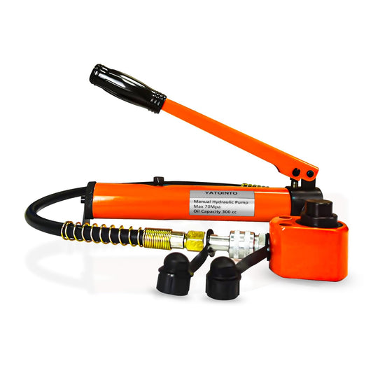 YATOINTO 10 Ton Low Profile Hydraulic Cylinder Jack Porta Power Ram 0.98" Stroke Hydraulic Jack for Short Distance Lifting & Leveling(Orange-Red)