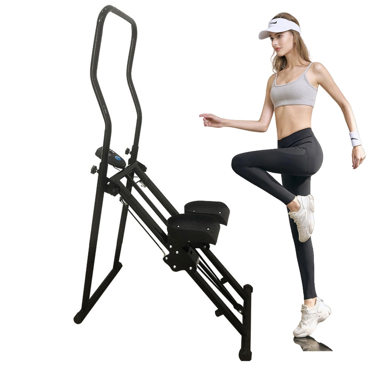 Stair Stepper Machine for Home Gym, Compact Folding Vertical Climber with Adjustable Handlebar for Indoor Fitness, Extended Step Range for Effective Exercise