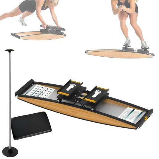 Indoor Ski Simulator, 3D Cross-Training Machine, Strength and Balance Training Tool Kit, 150kg Weight Capacity, for Waist, Abdominal and Leg Training, Comes with Ski Poles and Mats.