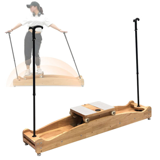 Ski Trainer Machine, Multi-Function Elliptical Cross Trainer with Armrest Height Adjustable Powdered Aluminum Polypropylene White Oak Veneer Load-Bearing About 150kg, Leg Exercise Equipment