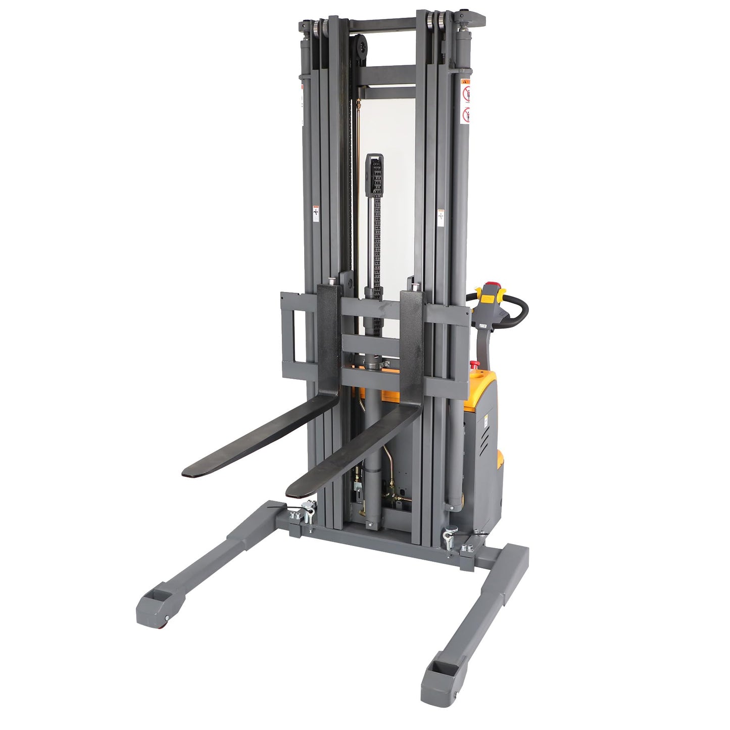 Aequanta Powered Forklift with Straddle Legs, Fully Powered Drive and Lift Electric Stacker, Adjustable Forks 3300Lbs Capacity 220" Max Lifting Height