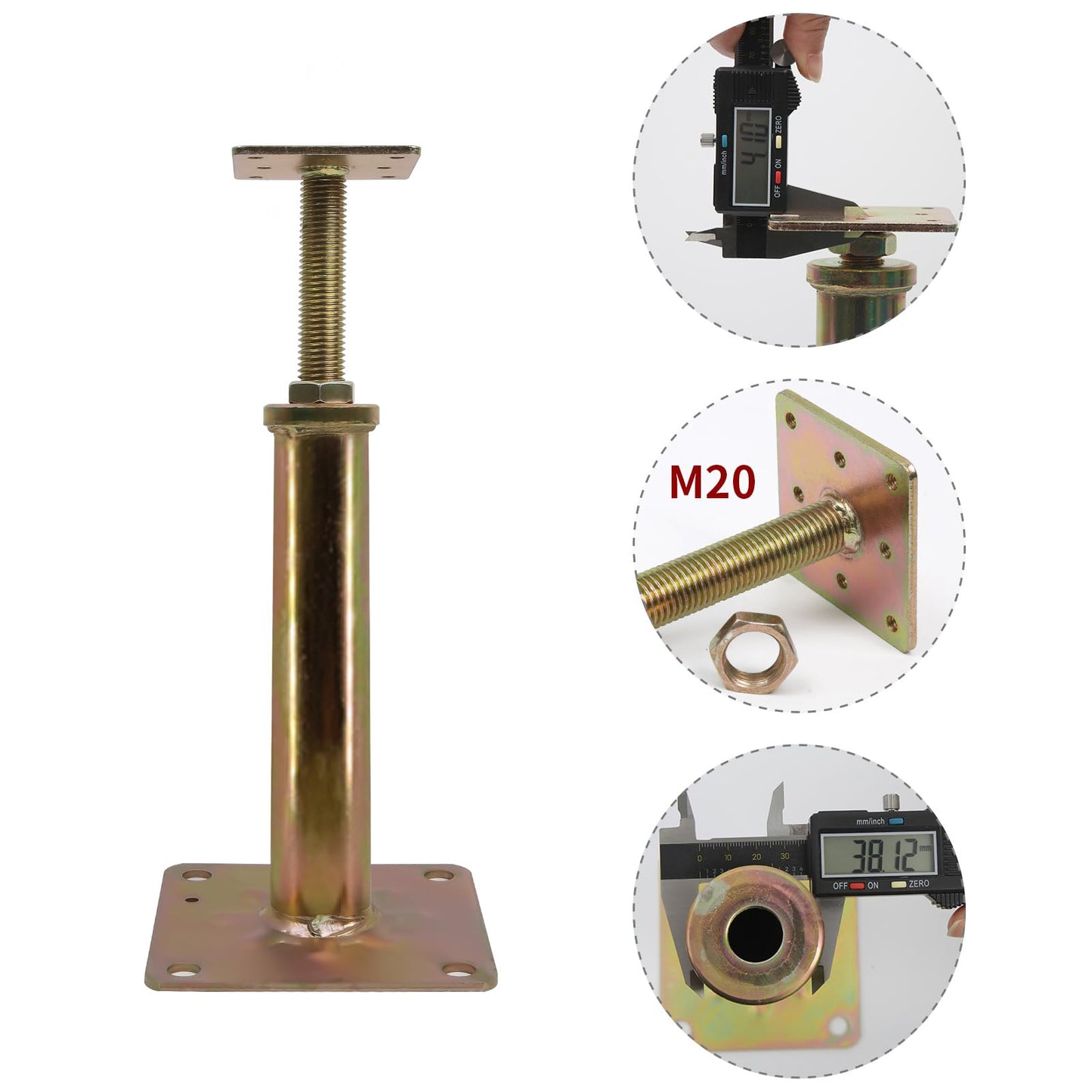 4 Pack Adjustable House Floor Jacks – 11"-16" Heavy Duty House Jacks for Leveling, Steel Support Posts for Beams, Decks, Crawl Spaces, Basements-Bronze