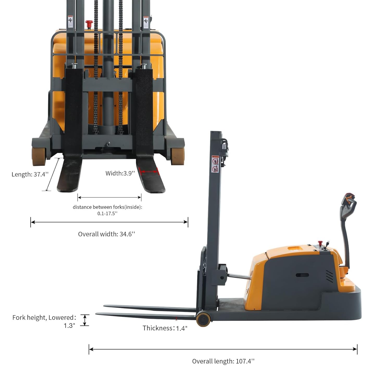 APOLLOLIFT Counterbalanced Electric Stacker, 3300Lbs Capacity 118inch Lift Height Powered Material Lift for Warehouses