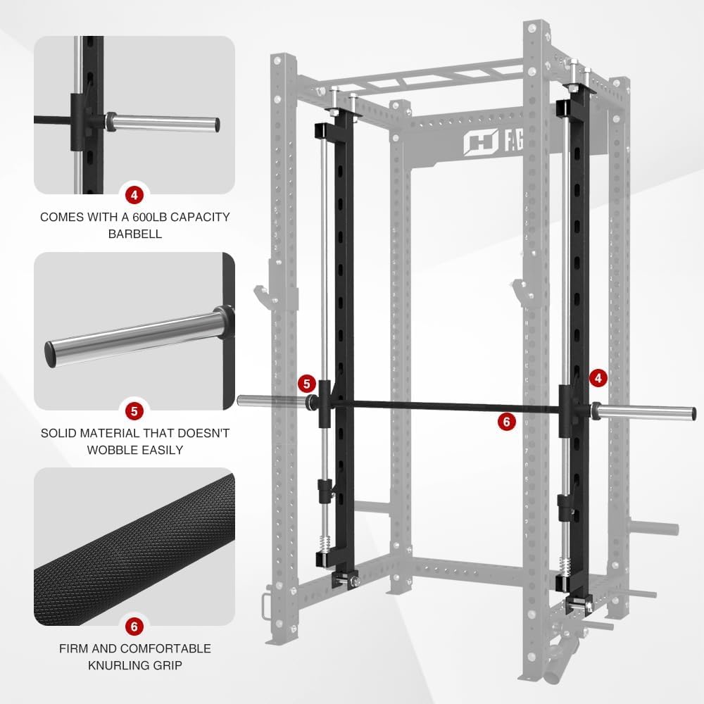 FAGUS H Black Smithe Machine Attachment for 3"x3" Power Cage Squat Rack, 2400lbs Multi-Functional Power Rack, Commercial Weight Lifting Gym Cage for Home Gym Free Weight with Attachment Set