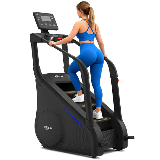 ERGOLIFE Stair Stepper Machine for Home Gym, Stair Climber with 25 Resistance Levels, 660 lbs Capacity, 7-Level Safety System, Natural Floating Step, Quiet Cardio Workout Machine with LED Touchscreen