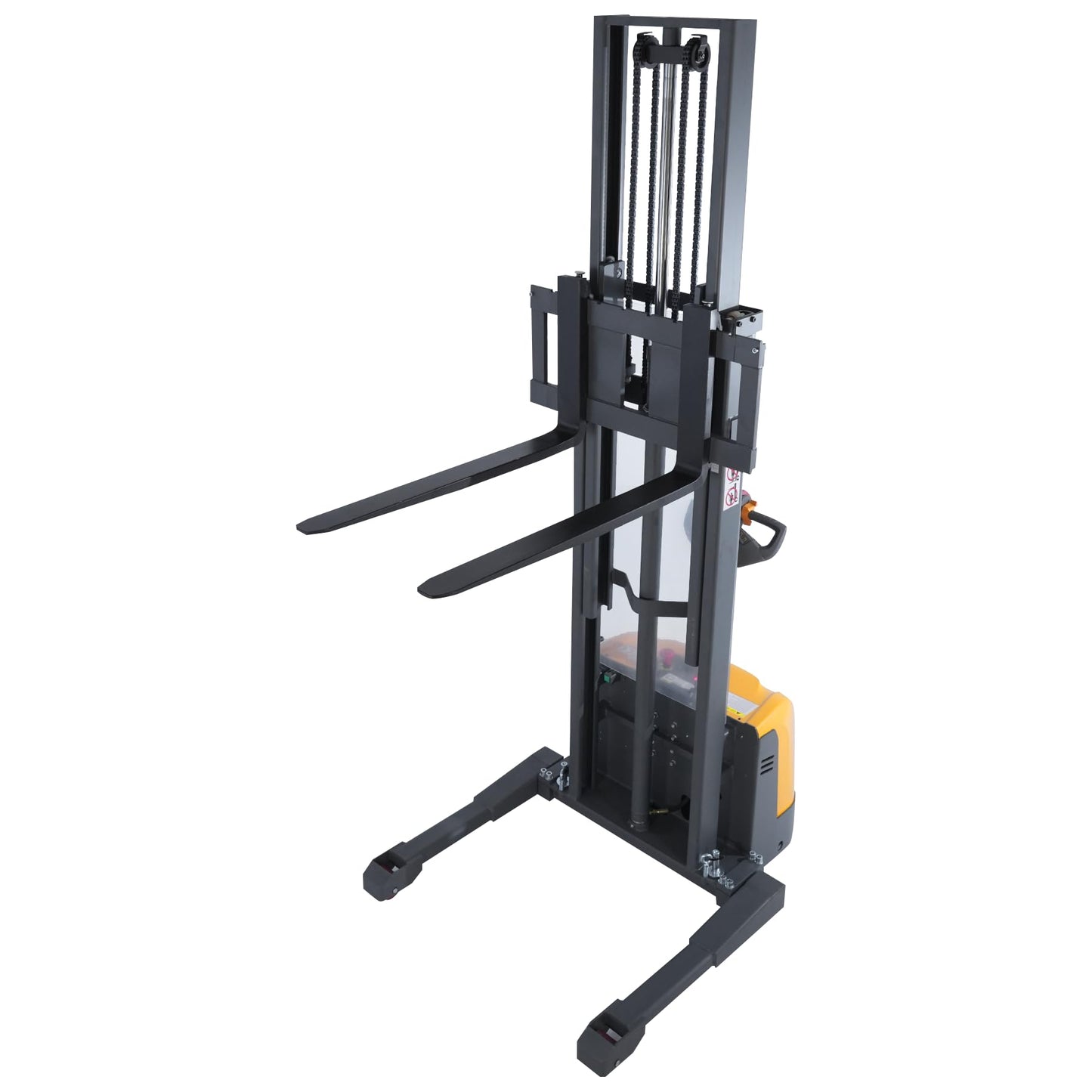Aequanta Full Electric Pallet Stacker, 3300 Lbs Capacity 130" Max Lifting Height Electric Drive and Lift Stacker, with Straddle Legs Adjustable Forks