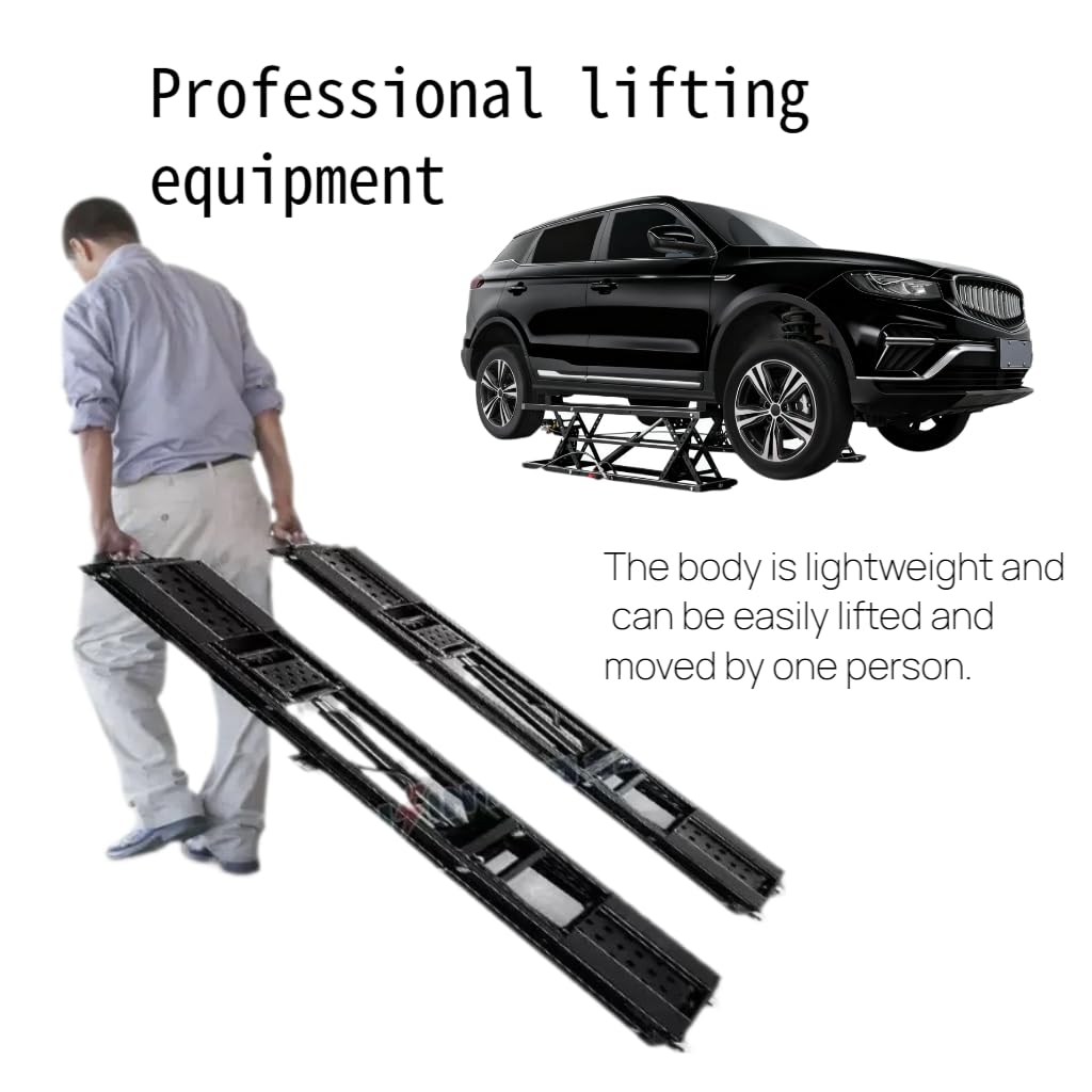 Heavy-Duty Portable Car Lift,Height Adjustable Scissor Jack with Locking Levers&Wheels,Steel Mobile Clearfloor Lift for Cars,SUVs,Light Trucks,Home Garage&Professional Workshop Use (Black, 5000 LBS)