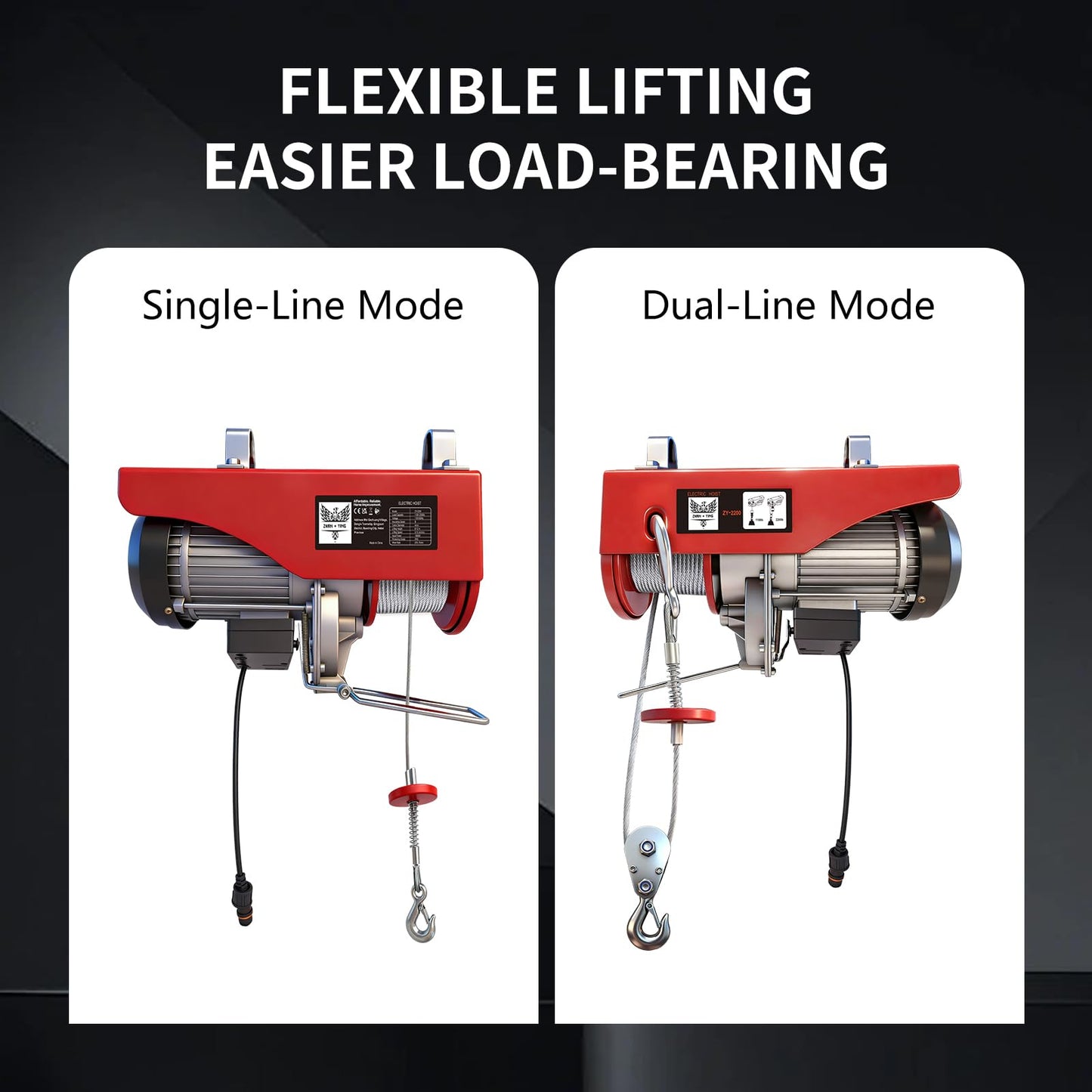 2200lbs Electric Hoist with Wireless Remote Control,110v Electric Hoist with Remote Control, 40ft/20ft Lifting Height & Motor, Lift Hoist for Factories Warehouses Construction Site Attic