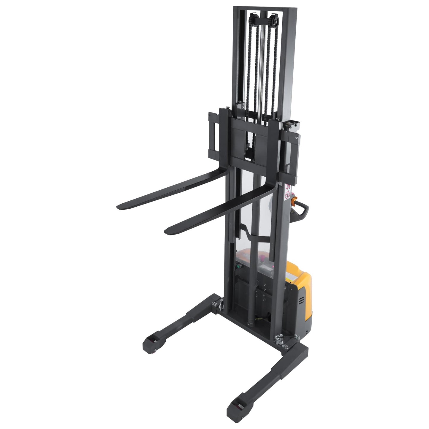 Aequanta Electric Pallet Stacker Drive Pallet Forklift with Straddle Legs Material Lifter Adjustable Forks 3300lbs Cap. 98" Max Lift Height