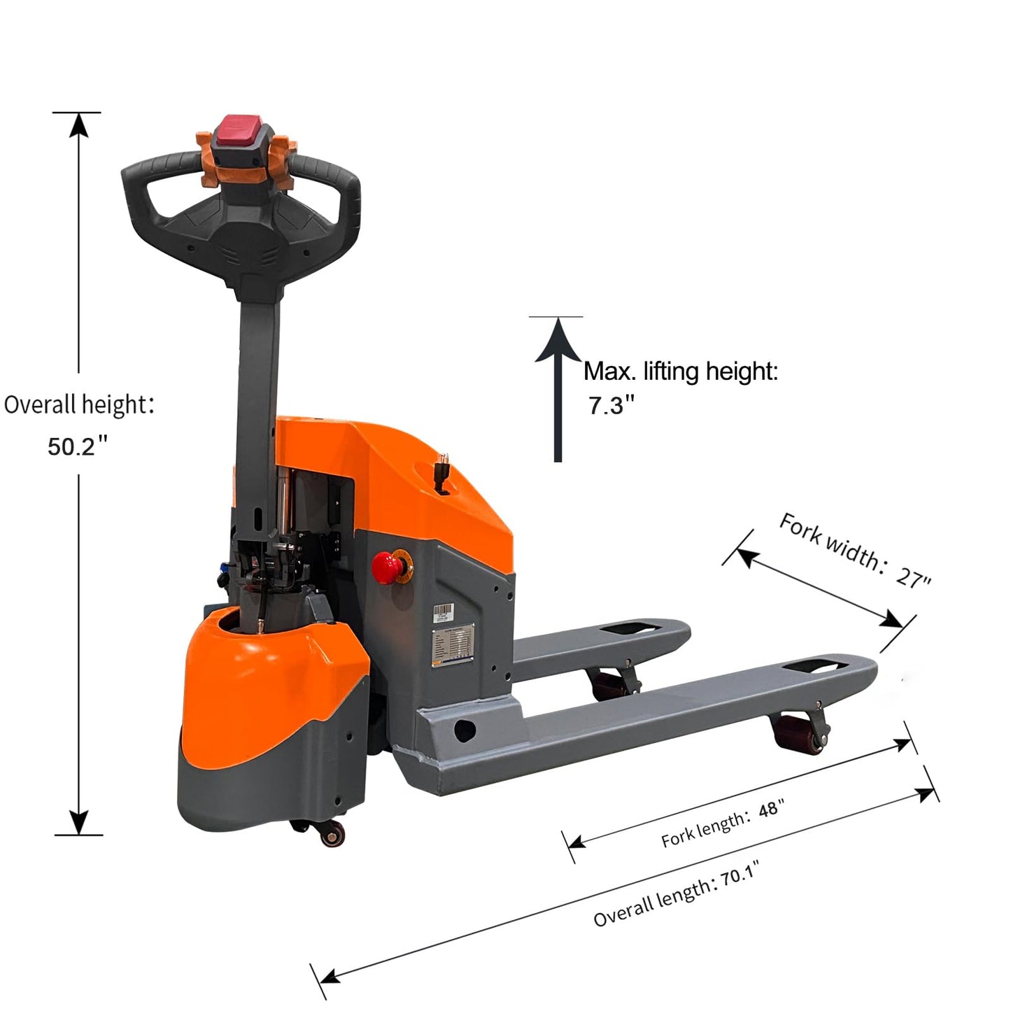 T Tory Carrier Fully Electric Pallet Jack 3900-lbs Capacity Pallet Truck, 48 x 27 Forks, Heavy Duty Powered Pallet Trucks, Maintenance-Free Battery, Motorized Lift Trucks