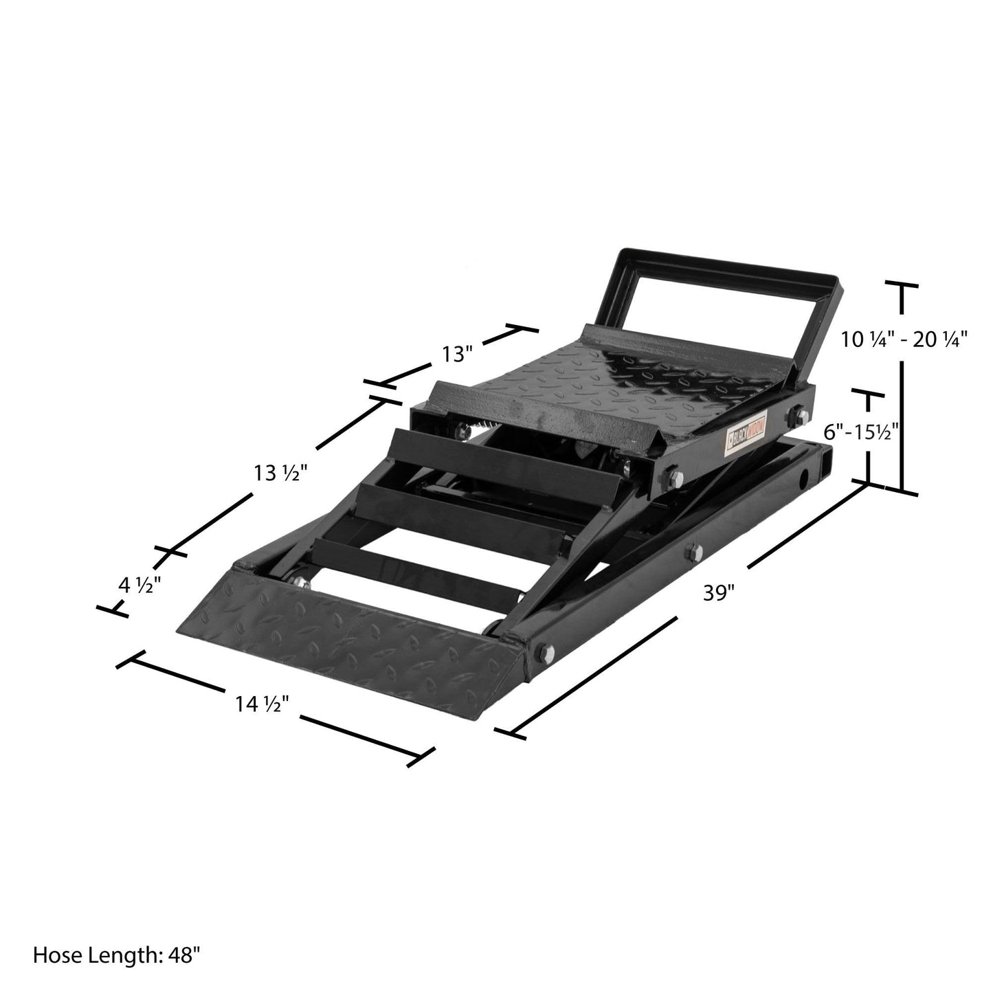 Black Widow Car Ramps for Oil Change, 3,000 lb GAWR, Hydraulic, Adjustable 6"–15.5", Underbody Access, Pair