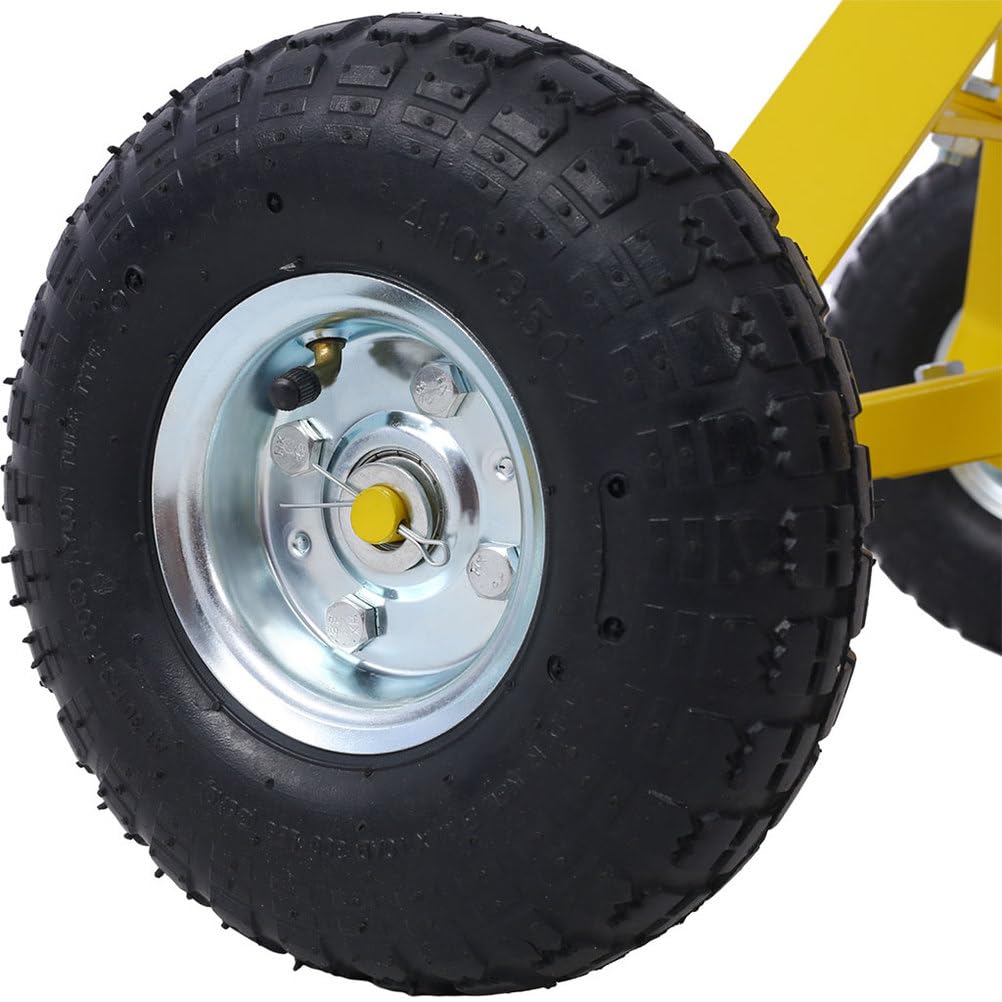 CWKISS Heavy Duty Trailer Dolly with 10" Pneumatic Tires, 800 lbs Load Capacity, 44" Long Handle & 1-7/8" Hitch Ball, Manual Steel Tow Dolly for Boat, Utility, Jet Ski, and Cargo Trailers,Yellow