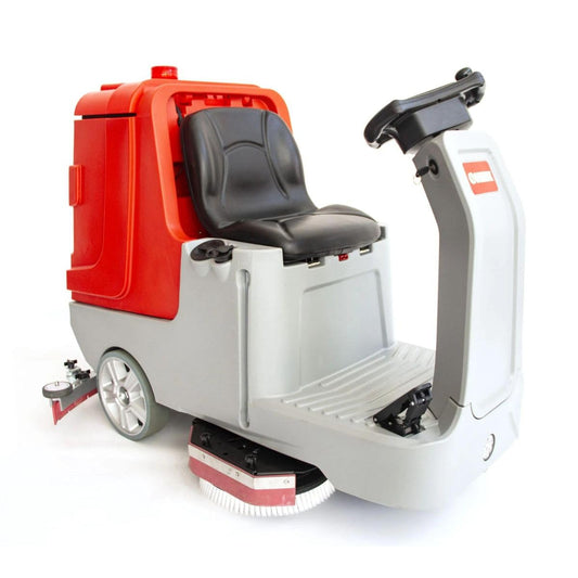 SANITMAX SM860 34" Ride-On Floor Scrubber Dryer, Dual 17" Brushes, 41" Squeegee, 34.3/37-Gal Large-Capacity Tanks, 80,000 Sq Ft/H, Commercial Hard Floor Cleaner