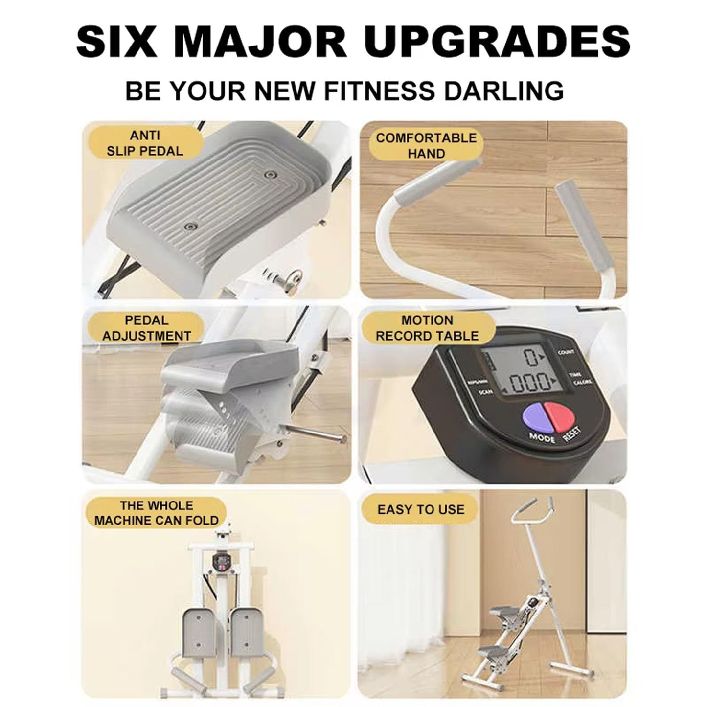 Vertical Climber, Stepper, Foldable Stair Stepper Fitness Equipment with LCD Display, Home Training, Vertical Climber Exercise Machine, Adjustable Handlebars, Easy to Assemble