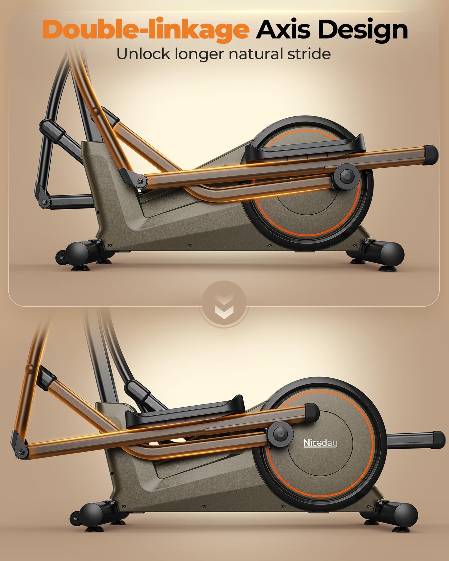 Niceday Elliptical Machine, Elliptical Exercise Machine for Home Use with Hyper-Quiet Magnetic Driving System, 20IN Stride, 16 Resistance Levels, 500LBS Loading Capacity, App Supported