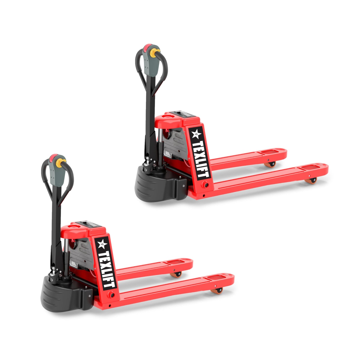TEXLIFT Full Electric Power Pallet Jack – Standard Duty Pallet Truck 3300 Lb Capacity, 48” L x 27” W Fork Size, Plug-in 48V/15A Lithium Battery – Max Lift Height 7.8 Inch - (US-EPT33K-FE) - 2 Pack