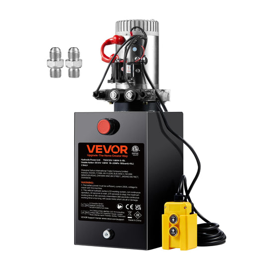 Vevor 12V/DC Hydraulic Pump 15 Quart/ 3.9 Gallon Double Acting Metal Reservoir Hydraulic Pump Unit Remotely Controlled for Dump Trailer: Industrial & Scientific