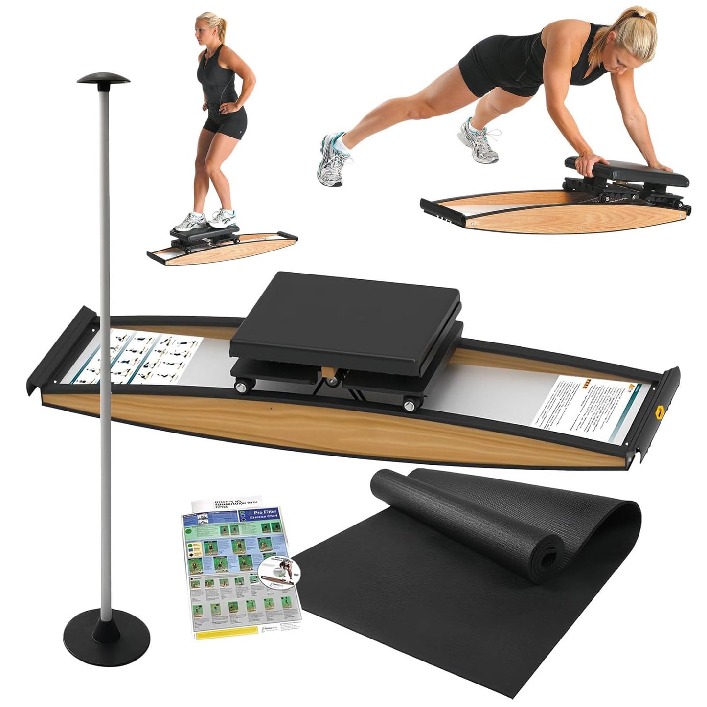 Premium Ski Training Machine for Strength and Balance, Simulated Ski Exercise Equipment with Ski Poles and Mats, 330Lb Capacity for Skill Development and Endurance Training