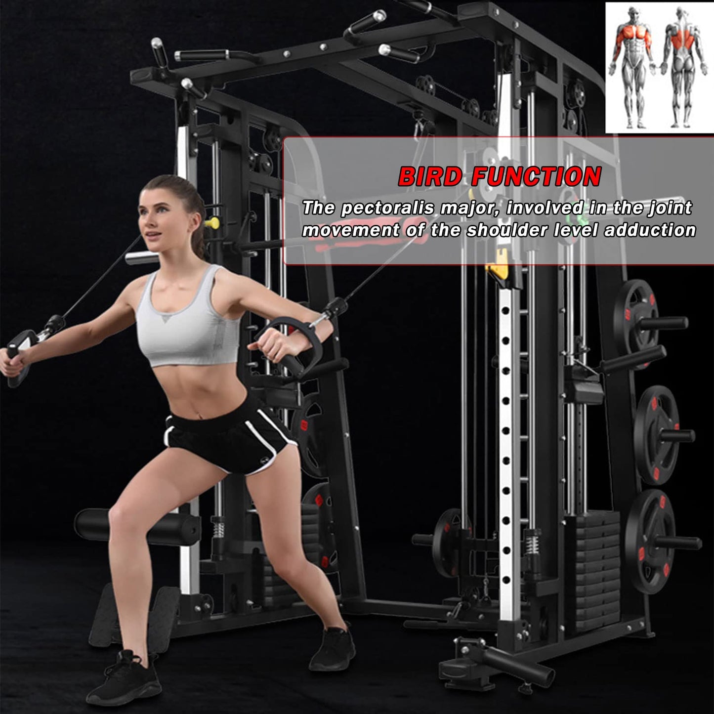 GAORUIFENG Machine Comprehensive Trainer Bench Press Squat Rack Bird Gantry Multi-Functional Combination Equipment Home Commercial