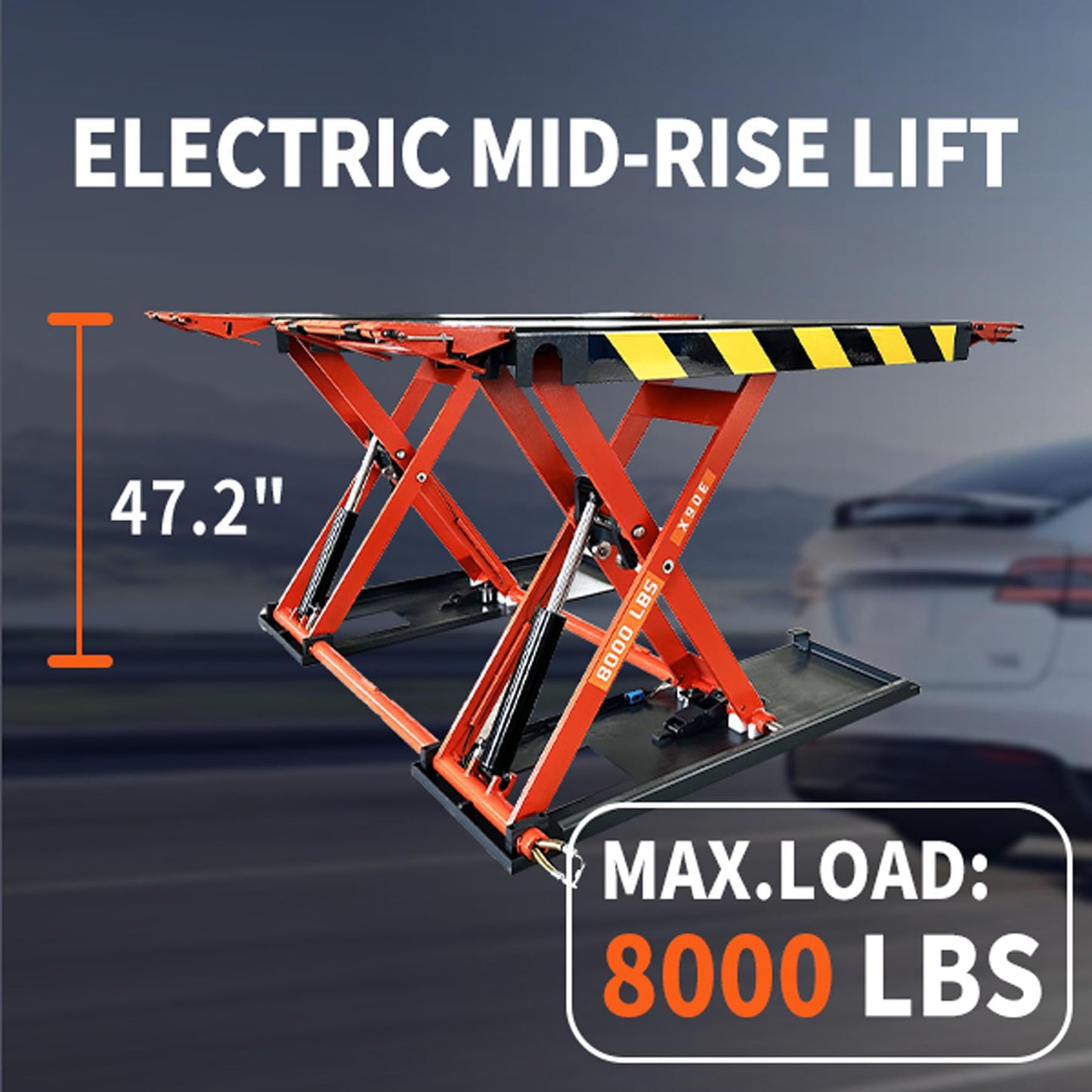X90 8000Lbs 110V Portable Car Lift Scissor Lift Electric Release 47.2 Inch Lifting Height Adjustable Mid Rise Lift Auto Lift