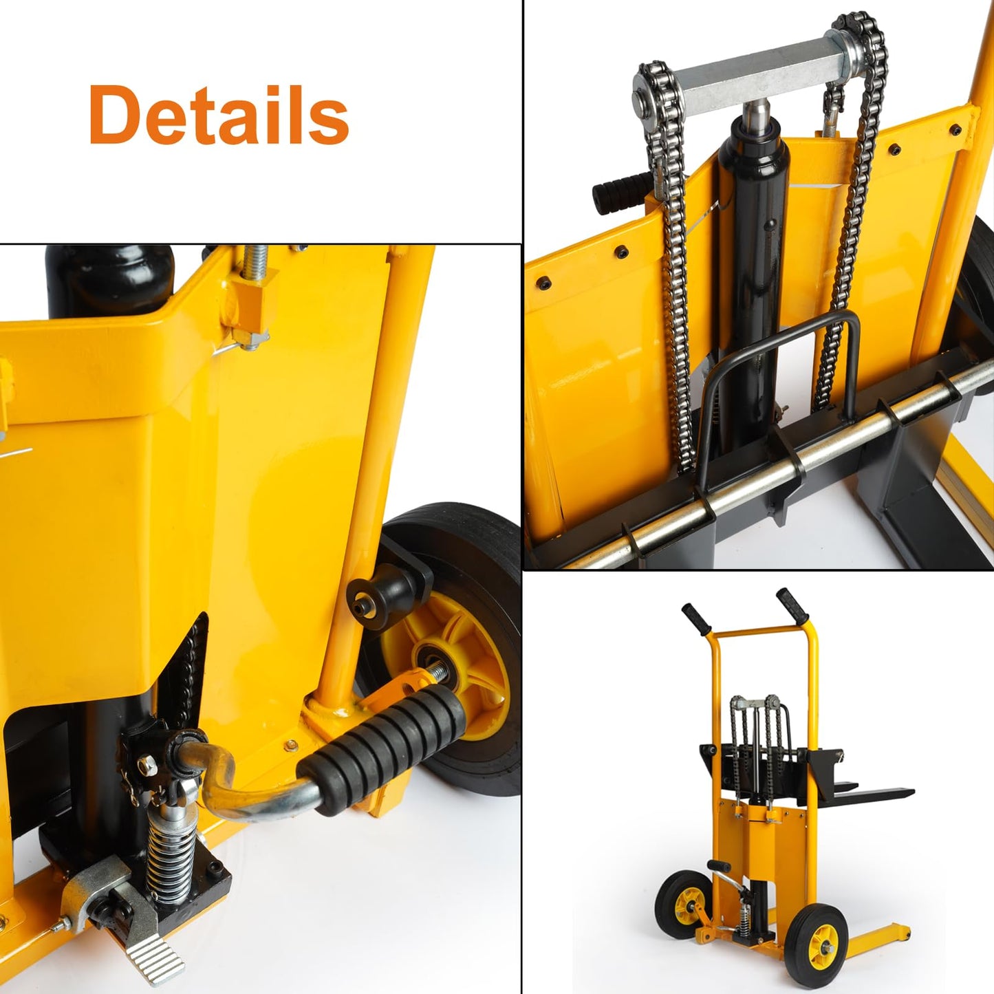 Legines Foldable Hydraulic Material Lift Truck Carrier Manual Lift Stacker Forklift Pallet Stakcer 450 lbs Capacity 36" Lift Height with Adjustable Forks and Fixed Legs,Pallet Truck Dolly.