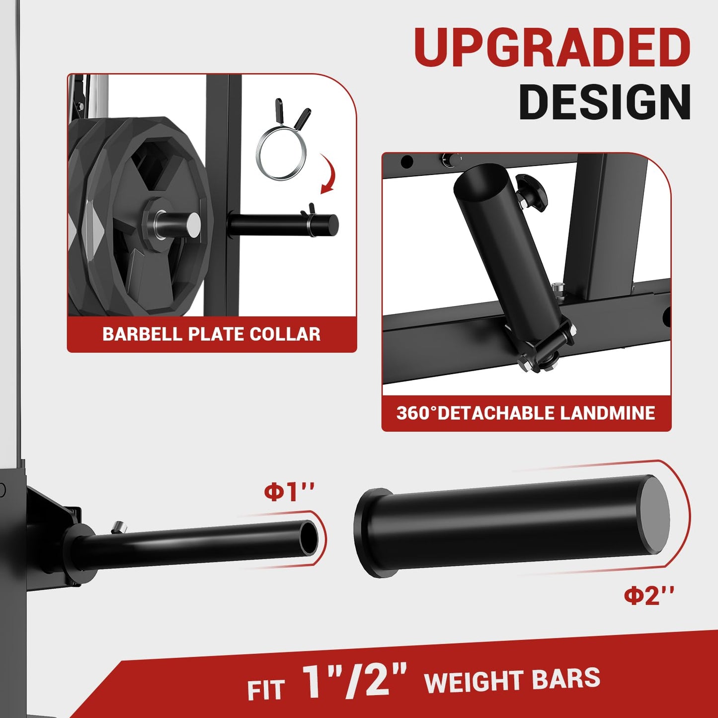GarveeLife Smith Machine, 2000LBS Squat Rack for Home Gym, Multi-Function Power Cage Cable Crossover System Strength Training Equipment, LAT Pulldown Machines, 8 Weight Storage Pin, No Weight Plates