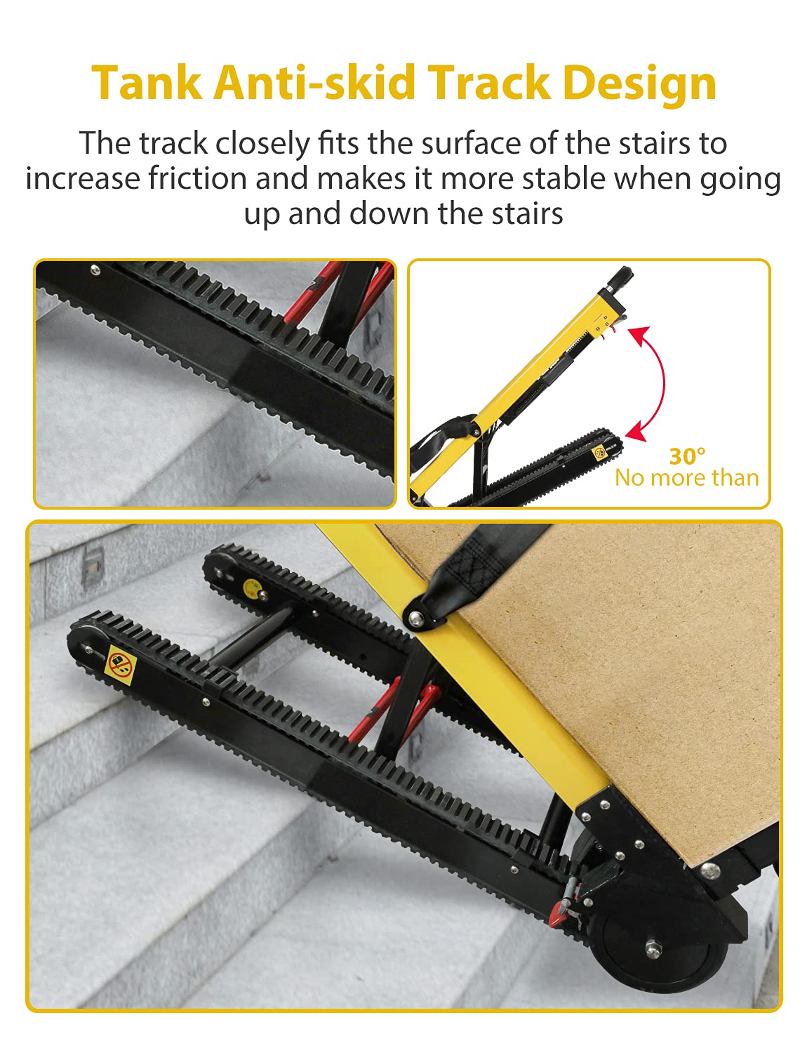 Electric Stair Climbing Hand Trucks Dolly Cart, 441lb Max Load Heavy Duty, 120W Motor Powered Stair Climber Dolly Cart with 6 Wheels Motor Battery Powered for Furniture Family Logistics Warehouse