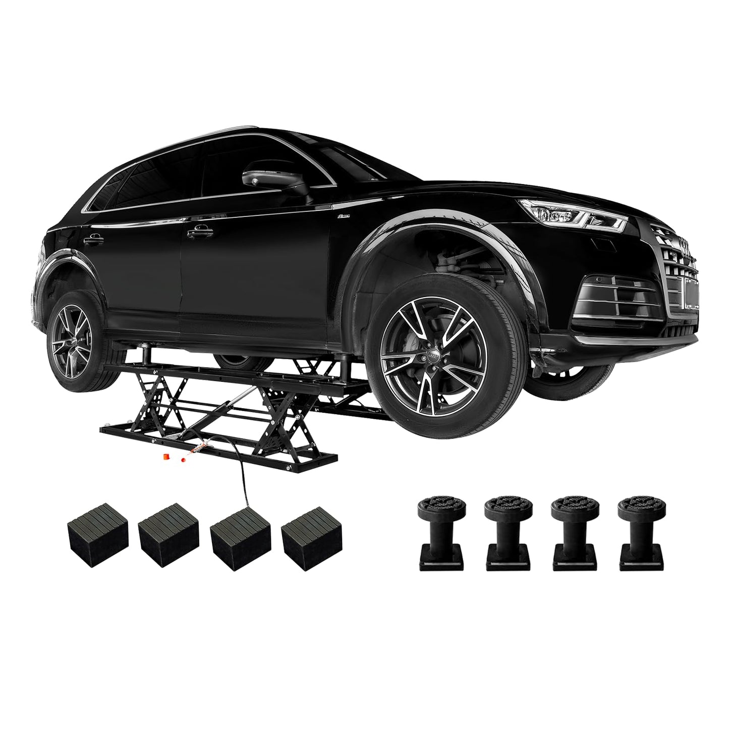 Albott 7000 LBS Portable Car Lift, Heavy Duty Quick Jack with 28" Max Height, Locking Levers & Wheels, 25–30s Fast Cycle, Adjustable Scissor Lift for Cars, SUVs, Light Trucks, Garage or Shop Use