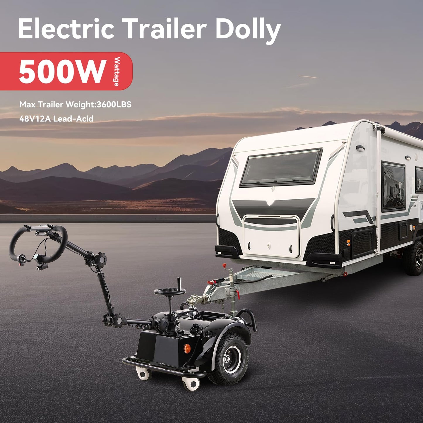 Dvsripa Electric Trailer Dolly,9900 Lbs Max Trailer Weight,48V 500W Motorized Trailer Dolly with Powerful Motorized Trailer Mover for RV Utility Trailers,Compact Design Home Garage Outdoor Use